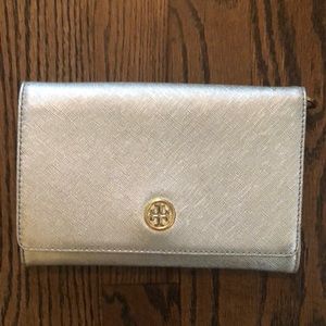 Tory Burch Silver Robinson Clutch/Crossbody
